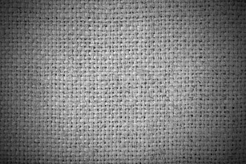 Black and white sack texture background.Dark sack background.Bla