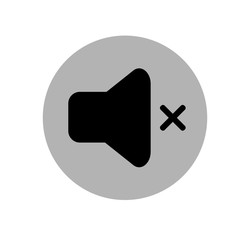 Volume off media player icon illustration. No sound vector icon. Black and gray icon. Vector illustration