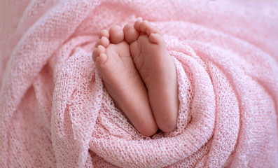Close up picture of new born baby feet