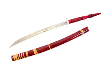 Thai swords isolated on  white background.Thai swords isolated.T