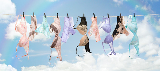lingerie sets drying on the clothesline