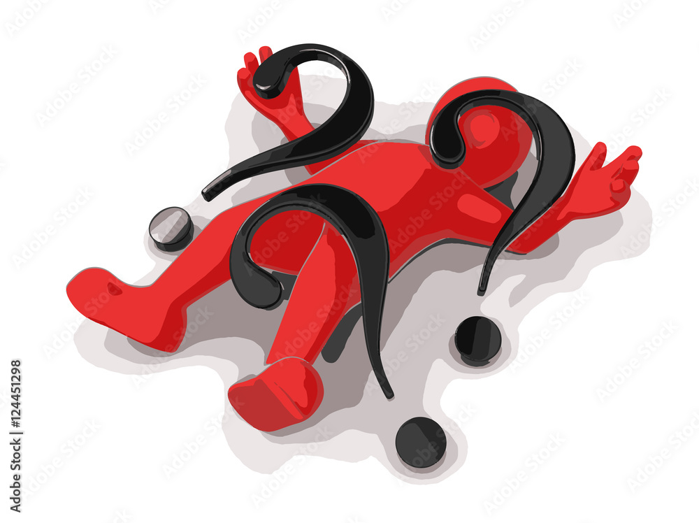 Poster man and questions. image with clipping path