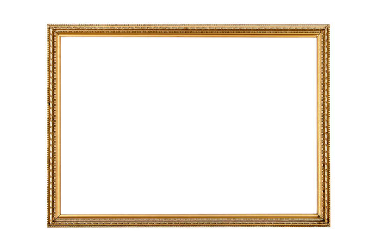 Antique gold frame isolated on the white background.Gold frame i