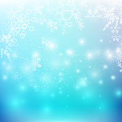 Fototapeta na wymiar Snow fall with bokeh and lighting element abstract background ve