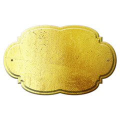 golden metal plate isolated on white