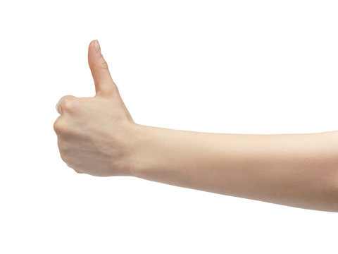 young female hand thum up gesture