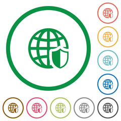 Internet security flat icons with outlines