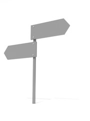 Blank Road Signs Pointing In Opposite Directions, 3d illustration, White Background
