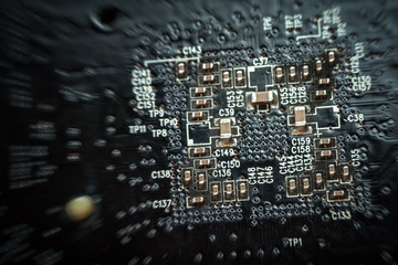 image of the motherboard closeup, light effect