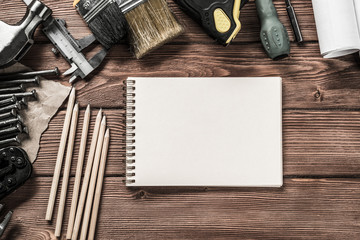 Instruments on wooden table