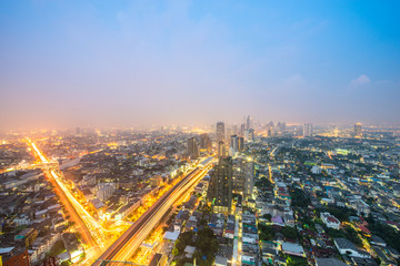 Naklejka na ściany i meble bangkok city at twilight