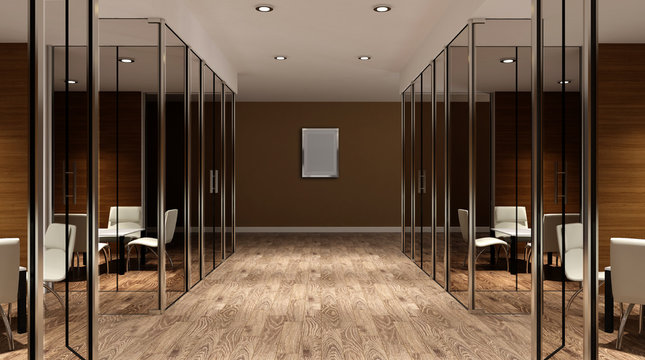 Meeting room. Interior of the modern office in the highlands. 3d