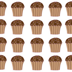 Seamless pattern with cake on the white background