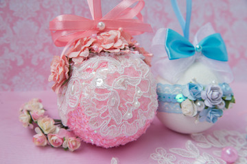 Fototapeta na wymiar balloons decorative pink and blue.