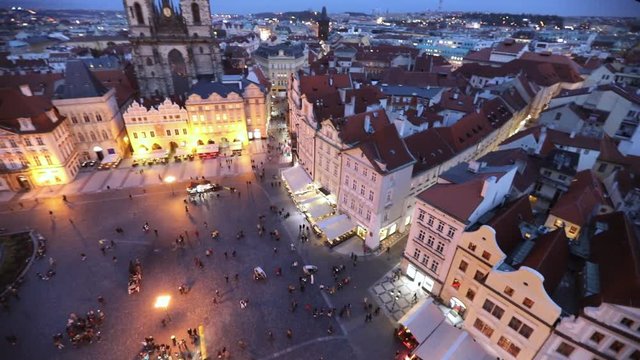 Aerial view on Old Town square in the evening, Prague, Czech Republic
