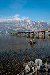 Lac du Bourget en hiver - Ponton - Savoie
