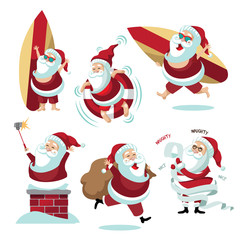 Cartoon Santa Claus collection summer and winter. EPS 10 vector - 124457670