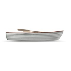 Fishing boat Isolated on white. Side view. 3D illustration - 124458273