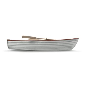 Fishing boat Isolated on white. Side view. 3D illustration