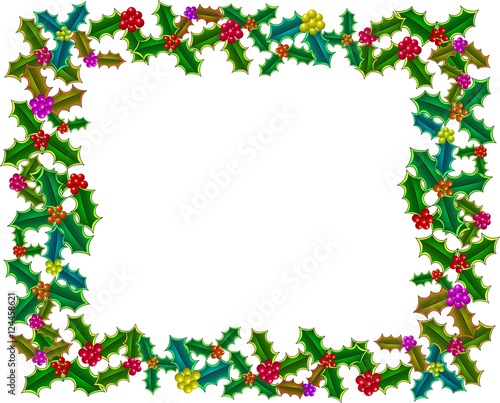 A Festive Page Border Decoration With Christmas Holly A Festive Page Border Decoration With Christmas Holly