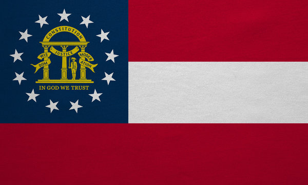 Flag of Georgia state real detailed fabric texture