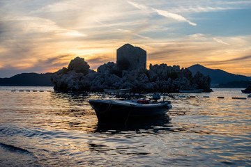 Sunset in the bay of Przno on the Adriatic