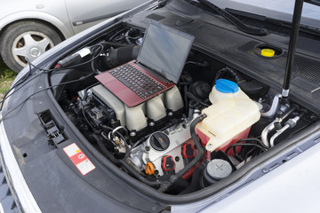 Car engine computer diagnostic concept