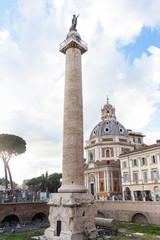 Tajan column and church in Rome, Italy