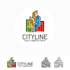 Abstract city building logo design concept. Symbol icon of residential, apartment and city landscape.