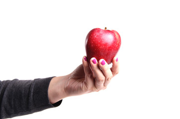 Red apple in hand