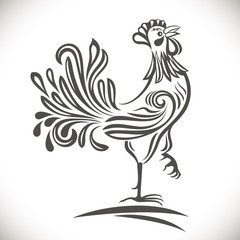 Black and white ornamental rooster.