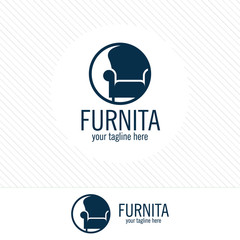 Abstract furniture logo design concept. Symbol and icon of chairs, sofas, tables, and home furnishings.