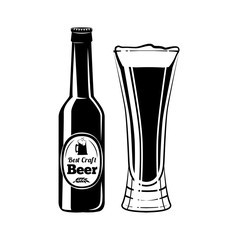 Beer Bottle and Glass. Design Element. An Isolated Object. Vector