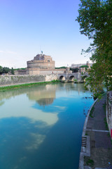 castle saint Angelo over Tiber at summer, Rome, Italy