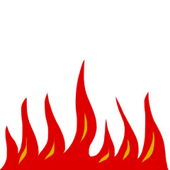 Fire naive comics on a white background. The flames of the fire horizontal.