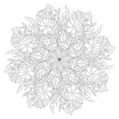 Outline Mandala for coloring book. Decorative round ornament. Anti-stress therapy pattern. Weave design element. Oriental vector. © e_karpova