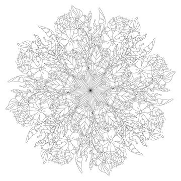 Outline Mandala for coloring book. Decorative round ornament. Anti-stress therapy pattern. Weave design element. Oriental vector.