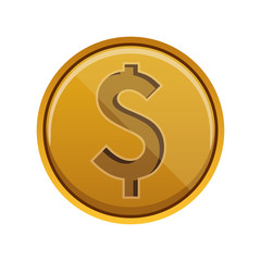 gold money coins over white background. economy and financial item. vector illustration
