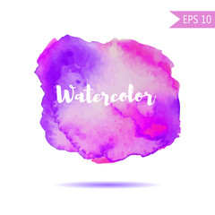 Watercolor-style vector spot illustration. Colorful element for design or print . Hand-drawn Rainbow background text word. Purple pink violet blue