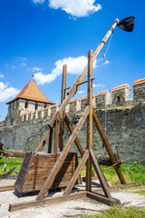 Big wooden catapult in old Tighina fortress
