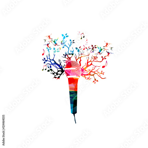 Creative Music Style Template Vector Illustration Colorful Microphone Background With Notes Creative Music Style Template Vector Illustration Colorful Microphone Background With Notes