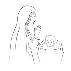 virgin mary and baby jesus. christianity design over white background. vector illustration