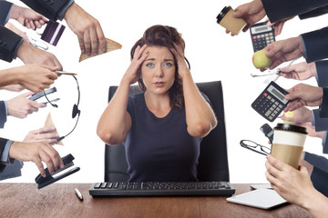 business woman sitting at desk at the office