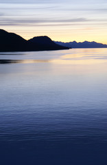 Mountains and sea - sunset & alpineglow,Lynn Canal,Alaska