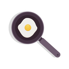 food frying pan with big egg vector illustration
