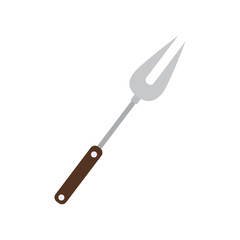 silhouette color big fork frying with wooden handle vector illustration
