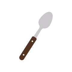 silhouette color spoon with wooden handle vector illustration