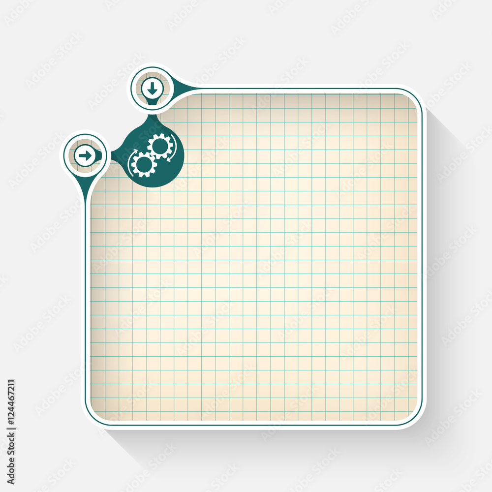 Poster a white box for your text with graph paper and cogwheels