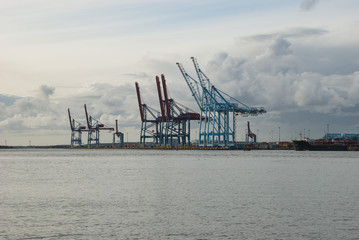 Fototapeta na wymiar Port of Gothenburg with cranes and containers, Sweden