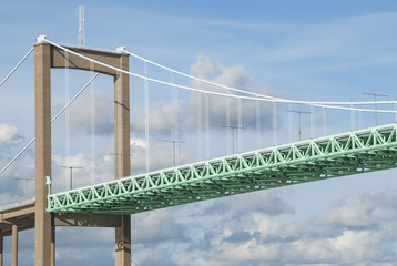 Suspension bridge construction background